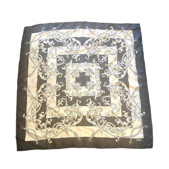 Vintage Large Black & White Nautical Anchor Bill Blass Scarf - Picture 1 of 1